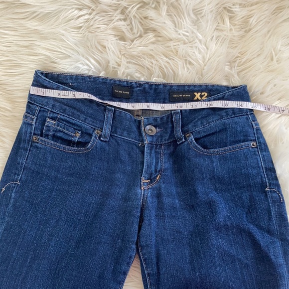 Quality denim X2 “ fit and flare” dark wash flare leg wide leg boot cut sz 2 L - Picture 14 of 17